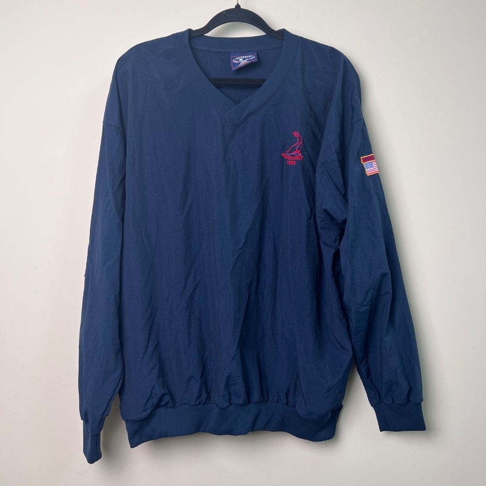 Pinehurst Starbus Made in USA V-Neck Blue Nylon Jacket Golf Resort Men’s Large
